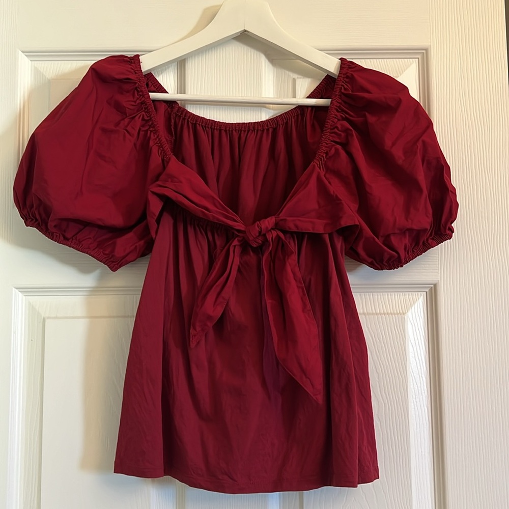 Women’s puff short sleeve tie-back blouse size XS - Picture 2 of 4